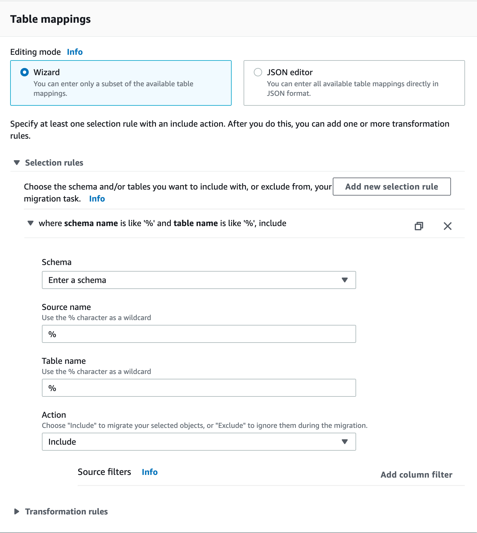 AWS-DMS-Table-Mappings